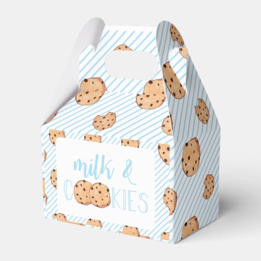 Melk en koekjes blauw Verjaardagsfeest Bedankdoosjes (Voorkant Zijde)