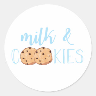 Melk en koekjes blauw Verjaardagsfeest Ronde Sticker
