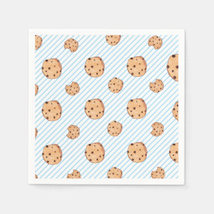 Melk en Koekjes Blauwe Verjaardags Papieren Bord Servet