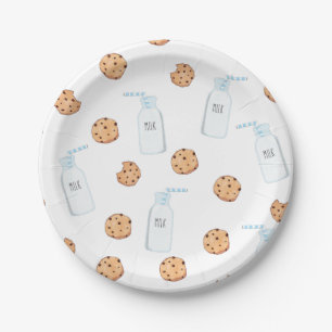 Melk en koekjes Blue Birthday Paper Bord