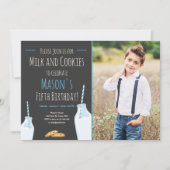 Melk en koekjes Blue Boy Birthday Party Kaart (Voorkant)