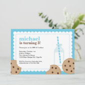Melk en koekjes Blue en Brown Invite Kaart (Staand voorkant)