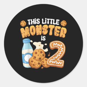 Melk En Koekjes Deze Kleine Monster Is 2 2de Verja Ronde Sticker