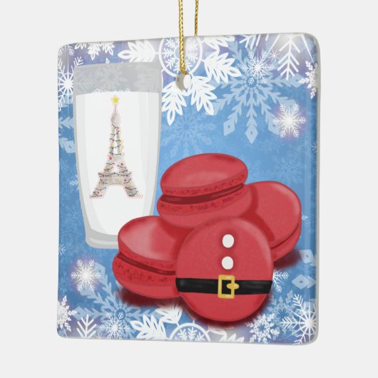 Melk en koekjes Franse Macarons Eiffeltoren Keramisch Ornament (Links)