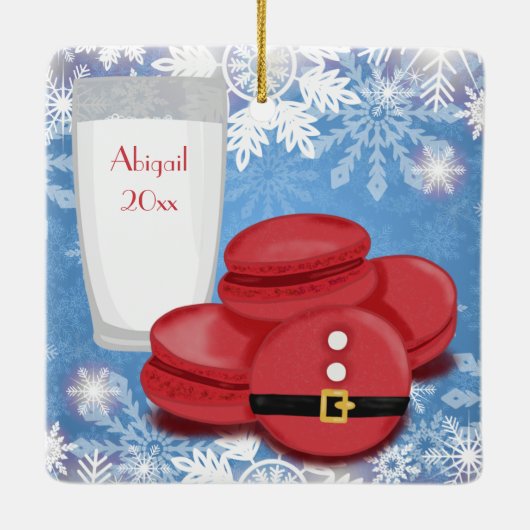 Melk en koekjes Franse Macarons Eiffeltoren Keramisch Ornament (Achterkant)