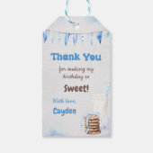Melk en koekjes jongen eerste verjaardagsfeestje cadeaulabel (Achterkant)