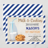 Melk EN koekjes jongensfeest uitnodiging (Voorkant / Achterkant)