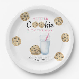 Melk en koekjes meisje baby shower papieren bordje