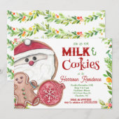 Melk en koekjes met kerstfeest Uitnodigen Kaart (Voorkant / Achterkant)