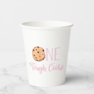 Melk en koekjes Pink One Tough Cookie Verjaardag Papieren Bekers