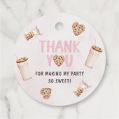 Melk en koekjes Roze eerste verjaardag partij Bedankjes Labels (Achterkant)