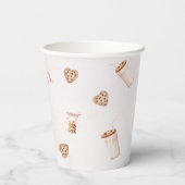 Melk en koekjes Roze eerste verjaardag partij Papieren Bekers (Achterkant)