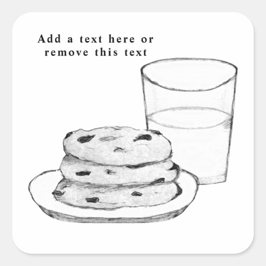 Melk en koekjes Schets Vierkante Sticker (Voorkant)