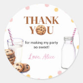 Melk en koekjes Sticker labels Verjaardagsfeest (Voorkant)