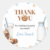 Melk en koekjes Sticker labels Verjaardagsfeest (Voorkant)