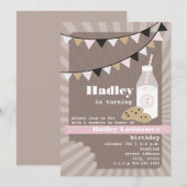 Melk en koekjes van zaterdag - Chocolade Chip Roze Kaart (Voorkant / Achterkant)