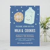 Melk en koekjes verjaardagsdessert uitnodiging (Staand voorkant)