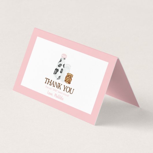 Melk en koekjes Verjaardagsfeestgunst trakteer top Visitekaartjes (Achterkant)