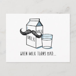 Melk en Mustache Funny Briefkaart