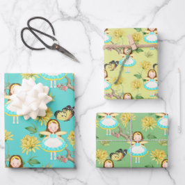 Melk in blauwe jurk inpakpapier vel