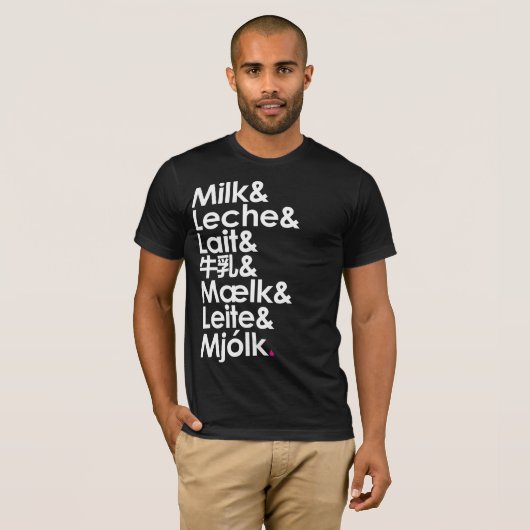 Melk is onze liefdestaal t-shirt (Voorkant volledig)