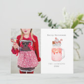 Melk Kerst Peppermint Candy Cane Milkshake Feestdagenkaart (Staand voorkant)