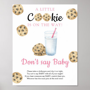 Melk & koekjes Baby shower Zeg niet baby Poster