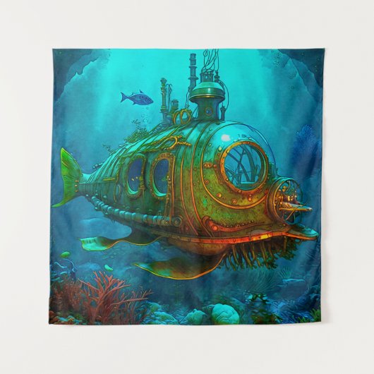 Melk onder het Zee Kunst Illustratie Steampunk Wandkleed (Voorkant)