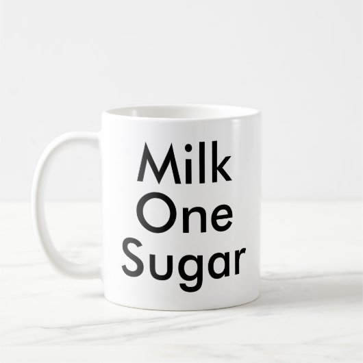 Melk One Sugar | mok van Kantoor en koffie (Links)