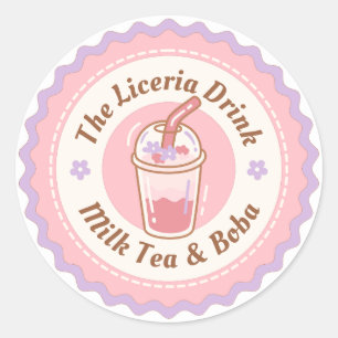 Melk Thee en Boba Dranken Zakelijke Ronde Sticker