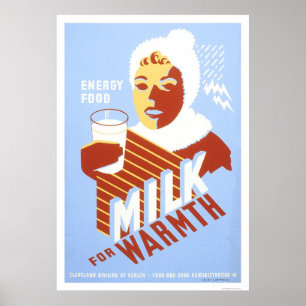 Melk voor Warmth Energy 1941 WPA Poster