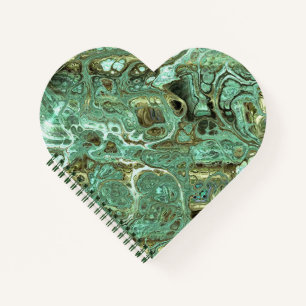 Melkachtig Blauwgroen en Tan Faux Marble Heart Not Notitieboek