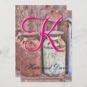 Melkblikken  Metaal Rustisch Antiek Monogram Kaart (Voorkant / Achterkant)