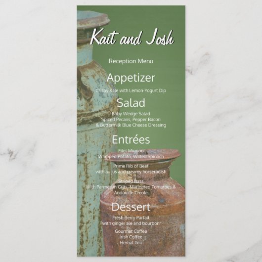 Melkblikken  Metaal Rustisch Antiek Monogram Menu (Voorkant)