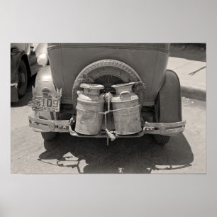 Melkbussen, 1939. Oude foto Poster