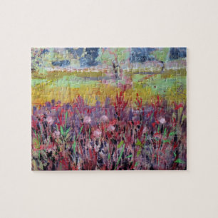 Melkdistelweide Schilderij / Kunstenaar Larry Lere Legpuzzel