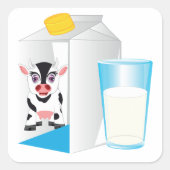 Melkglas Vierkante Sticker (Voorkant)