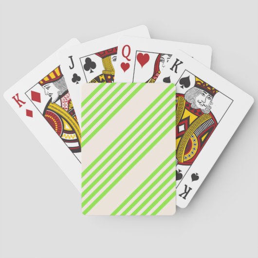 Melkgroen en beige vijf strepen patroon pokerkaarten (Achterkant)