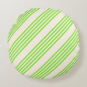 Melkgroen en beige vijf strepen patroon rond kussen