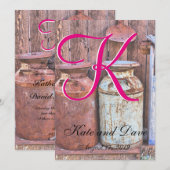 Melkkannen Vintage Metaal Rustiek Antiek Monogram Kaart (Voorkant / Achterkant)