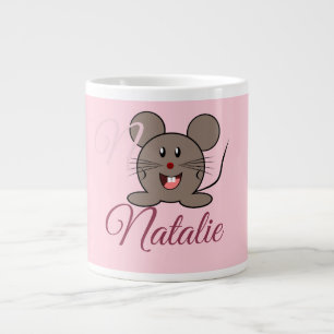 Melkmuis - in Pastel roze monogrammen Extra Grote Beker