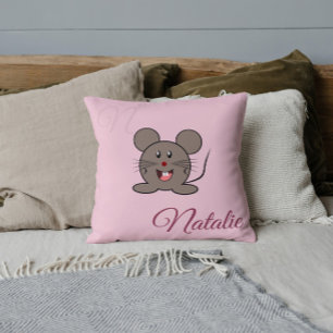 Melkmuis - in Pastel roze monogrammen Kussen