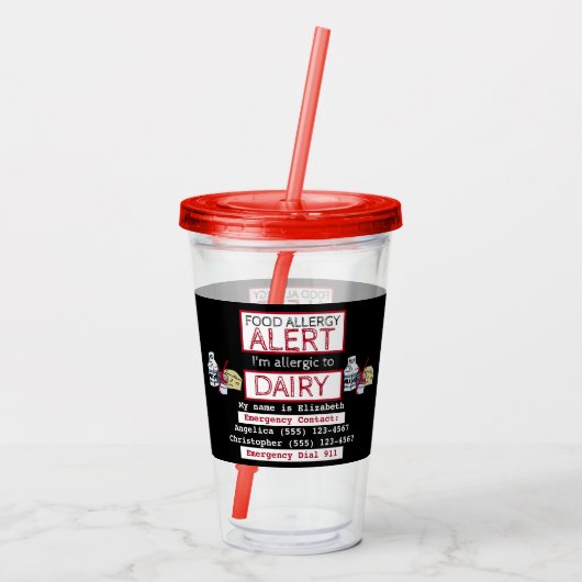 Melkpoeder en wasgoed waarschuwingslabel acryl drinkbeker (Achterkant)