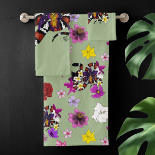 Melkslang Exotische Bloem Groen Bad Handdoek