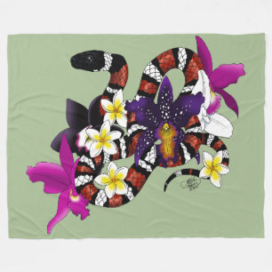 Melkslang Exotische Bloem Groen Fleece Deken