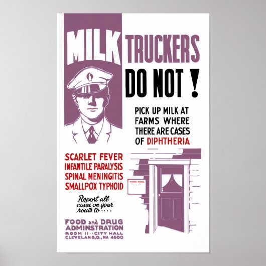 Melktrucker FDA-waarschuwing Poster (Voorkant)
