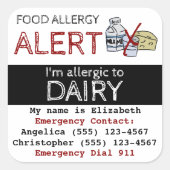 Melkvoedselallergie Vierkante Sticker (Voorkant)