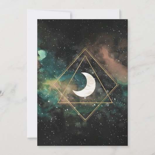 Melkweg en geometrische maan sparen de Datum Save The Date (Achterkant)