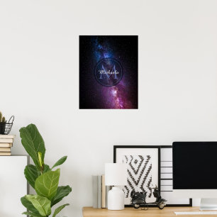 Melkweg heldere kleuren personaliseerbaar monogram poster