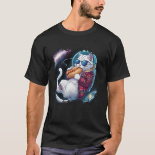 Melkweg Kat Eet Hotdog Grappige Ruimte Astronaut K T-shirt